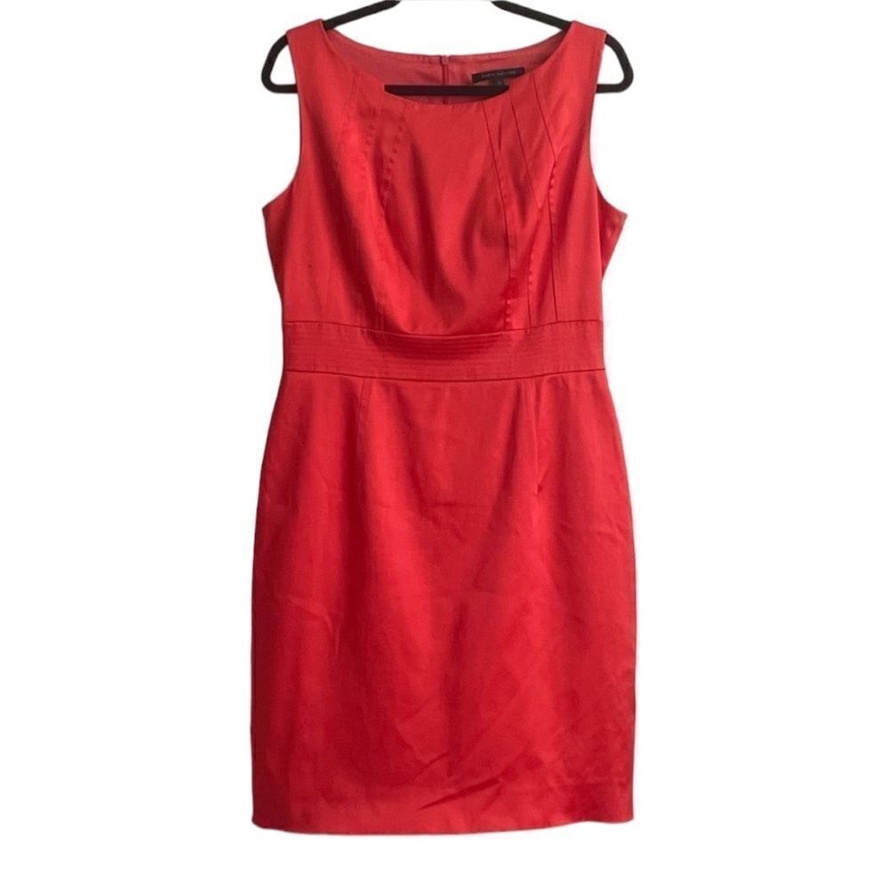 David Meister Sleeveless Red Orange Boatneck Shiftdress